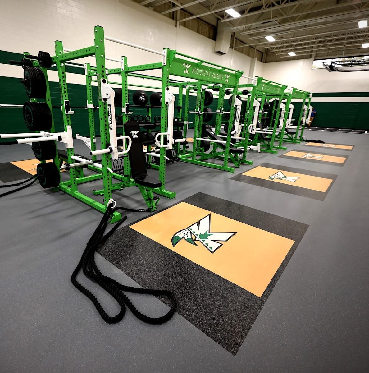Kecoughtan High School Fitness Center with weightlifting equipment and inlaid platforms