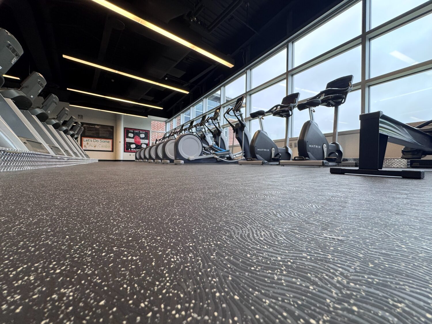 Close-up of MONDO Advance rubber flooring installed at the Mattioli Recreation Center at East Stroudsburg University